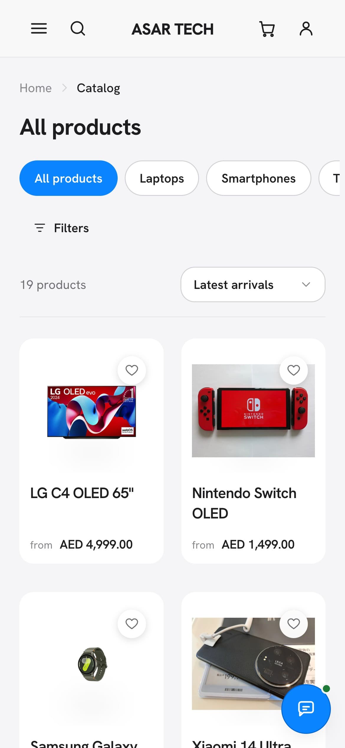 Catalogue — filters in a bottom sheet
