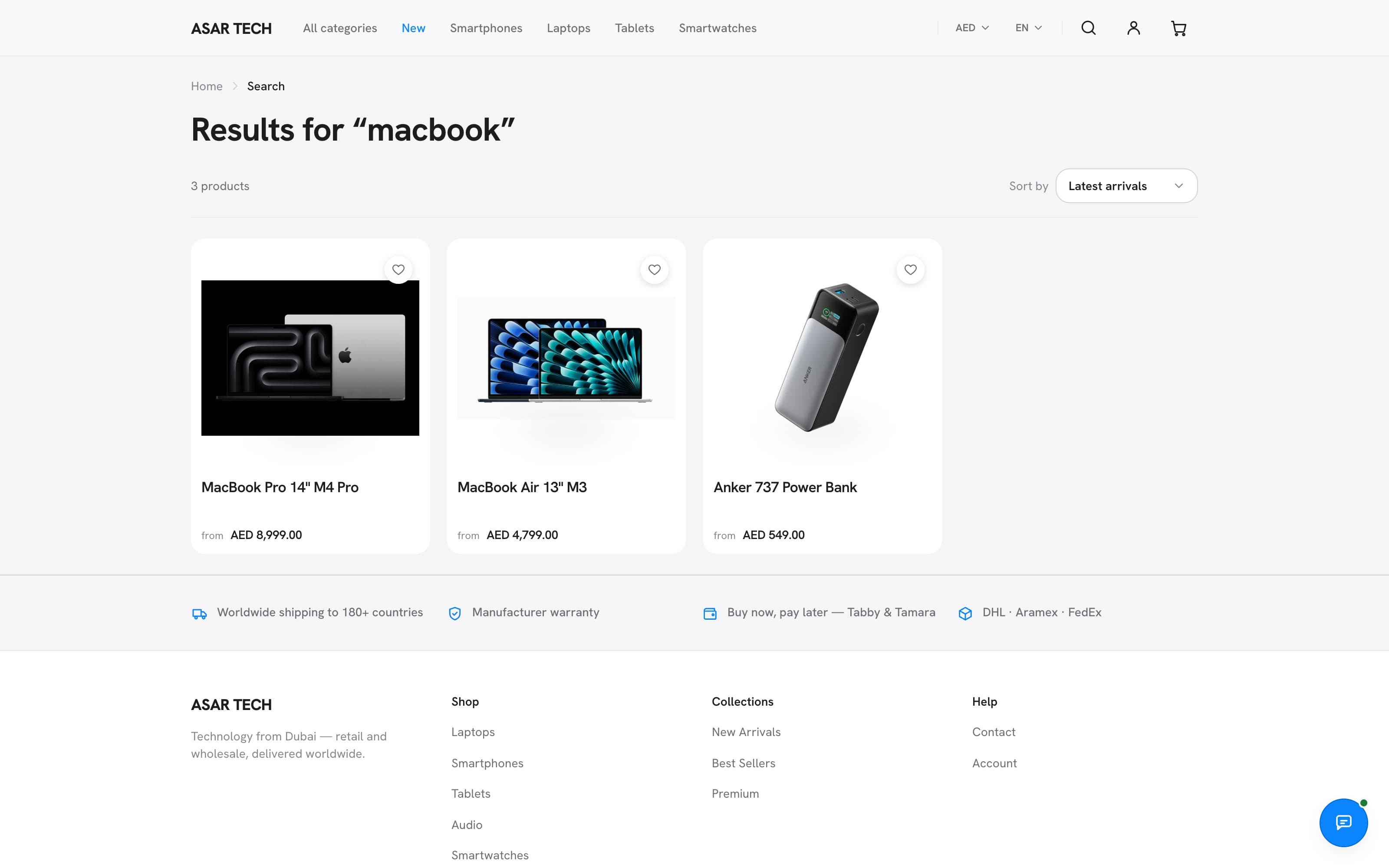 Search — results and filters on the same screen