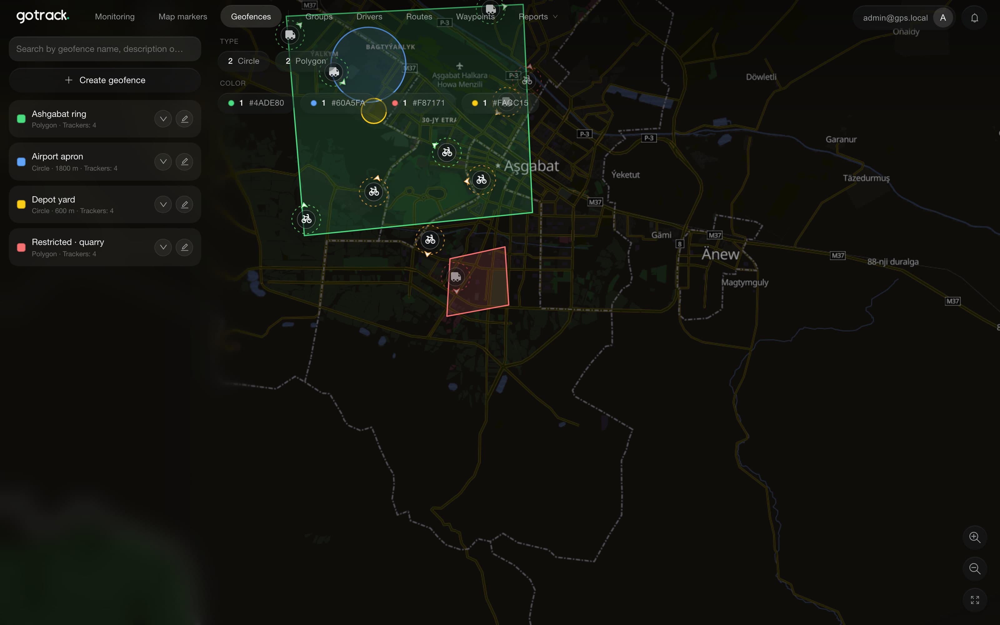 Geofences — zones on the workspace