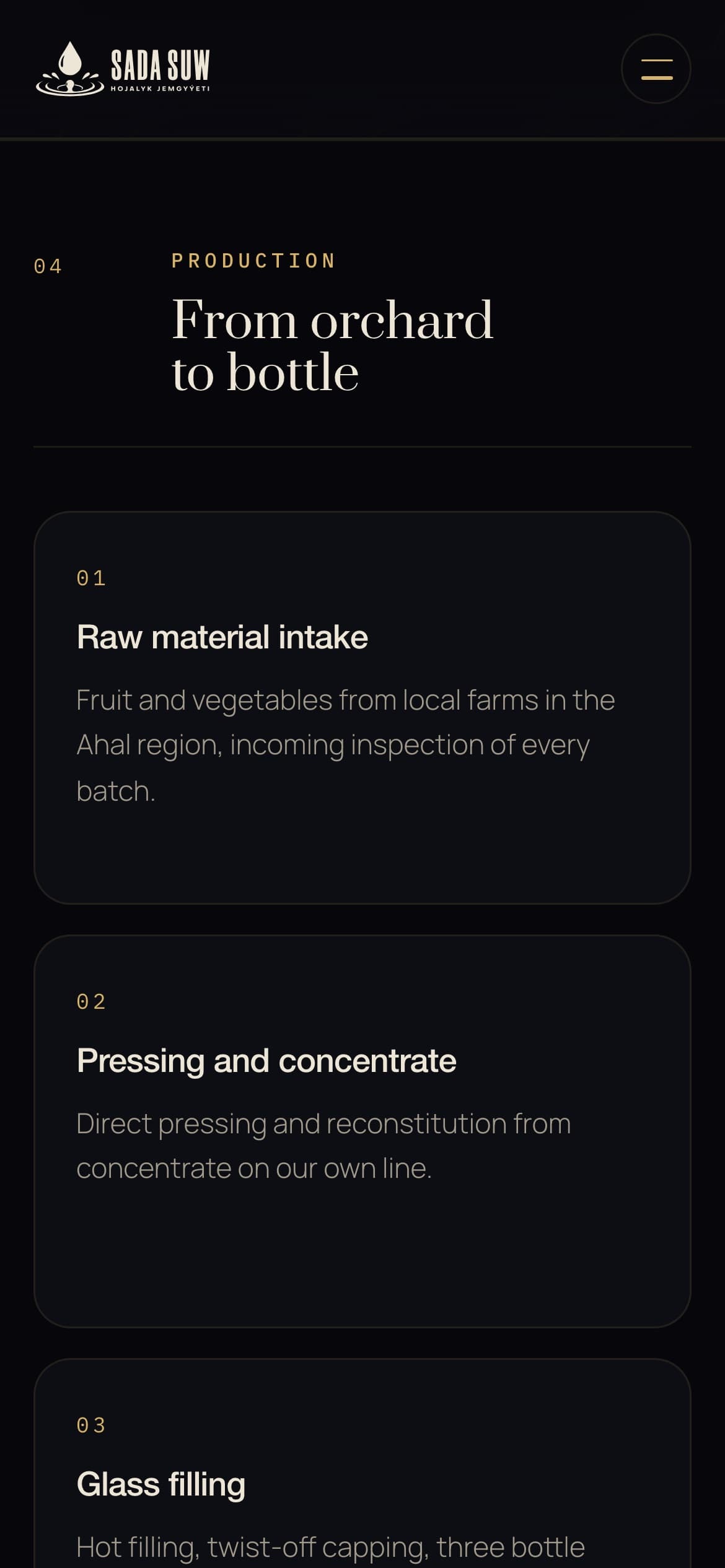 Production — four steps, top to bottom